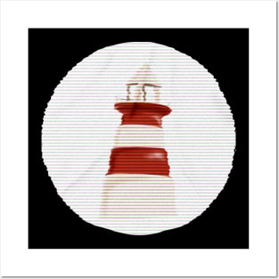 Vintage old white and red lighthouse Posters and Art